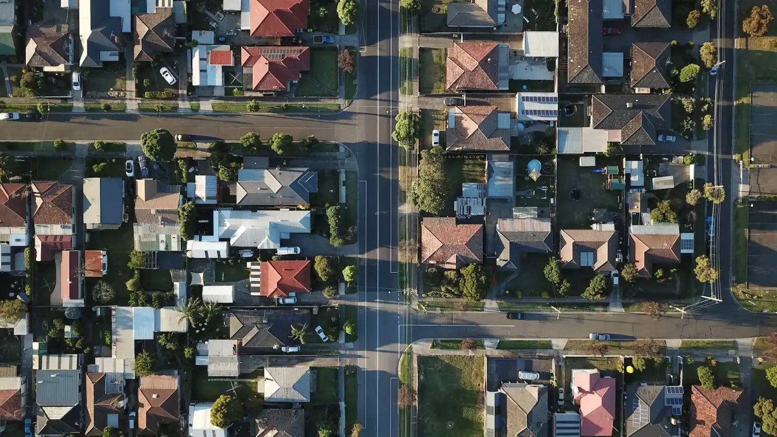 Neighborhood rooftops from above