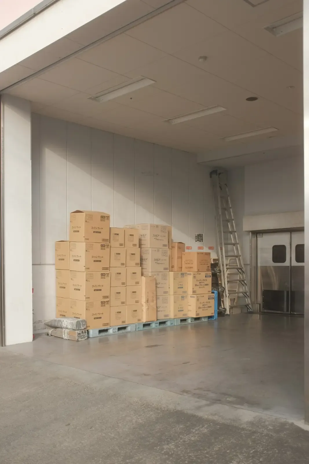 Boxes stacked neatly