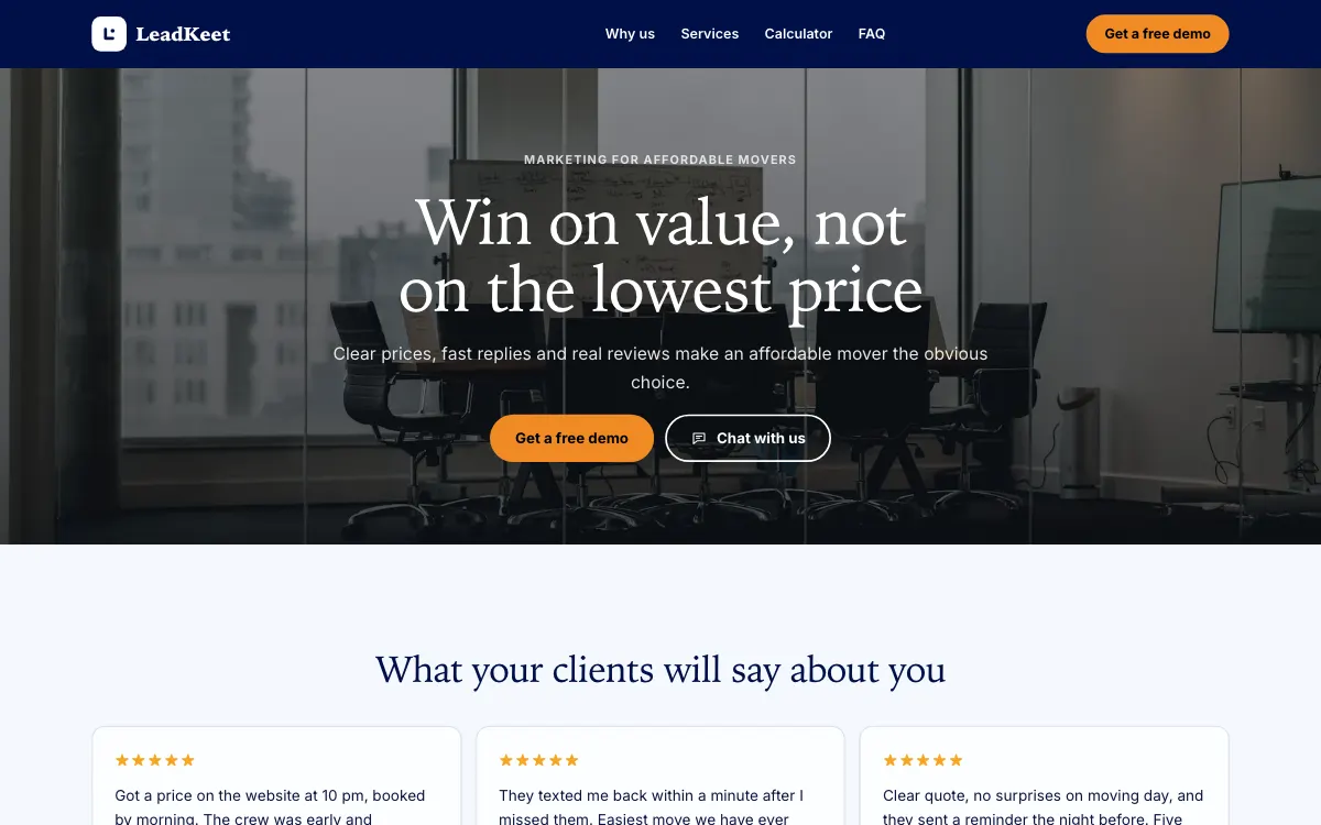 The Bayside moving company website template (opens in a new tab)