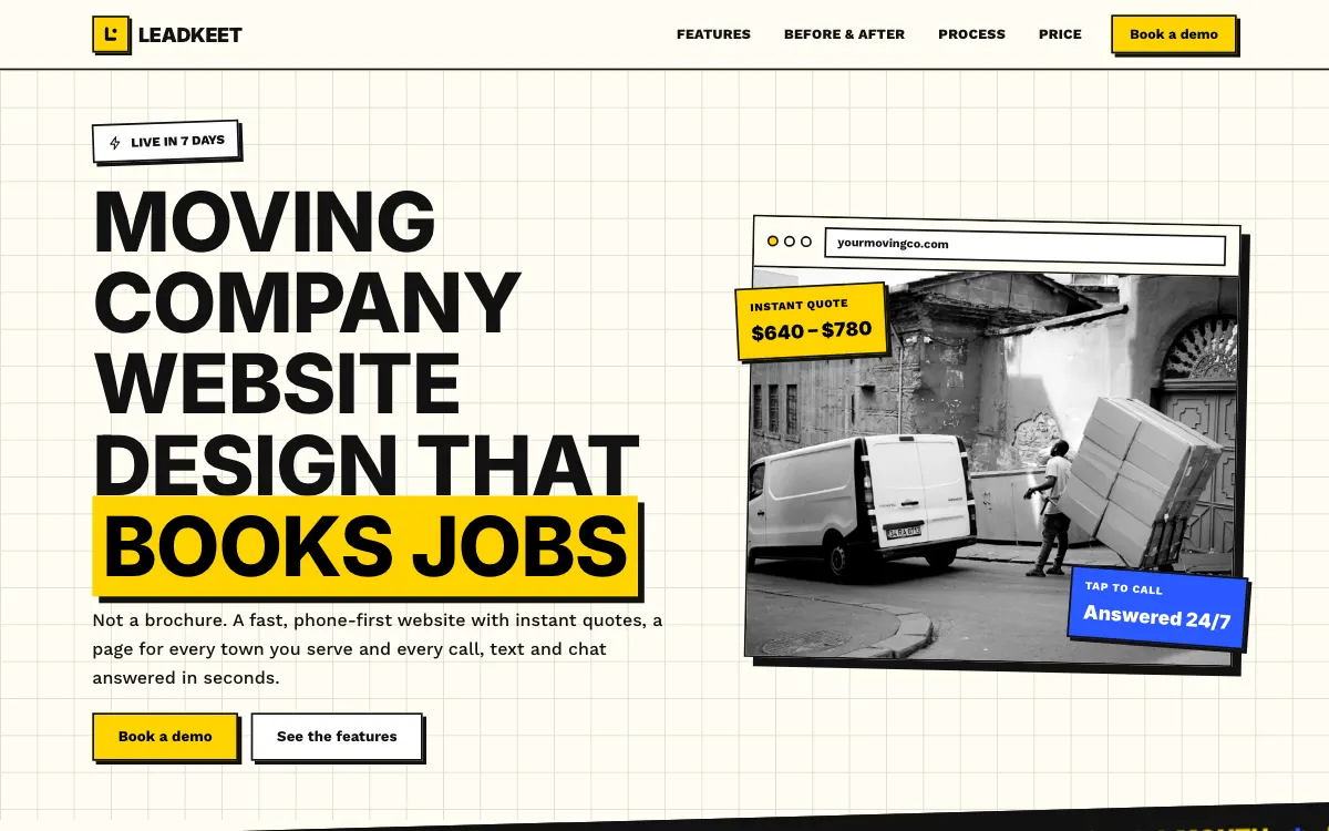 The Boxcar moving company website template (opens in a new tab)