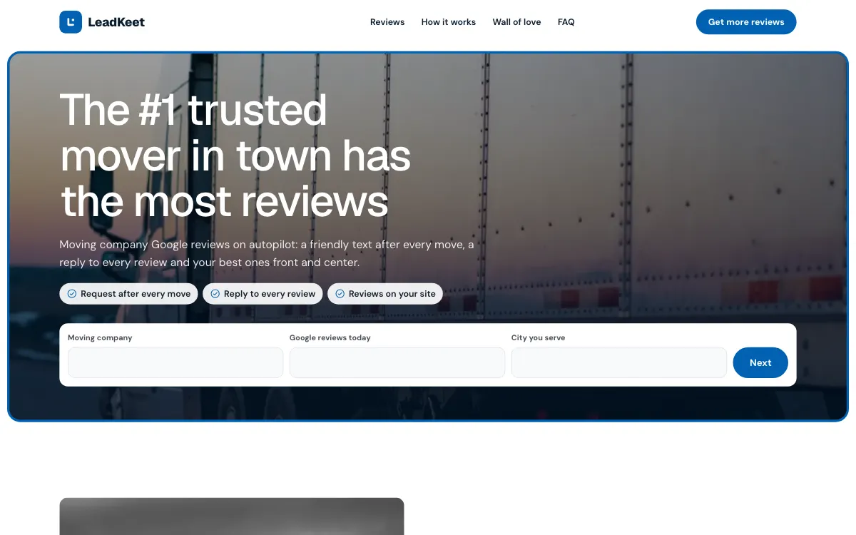 The Harborline moving company website template (opens in a new tab)