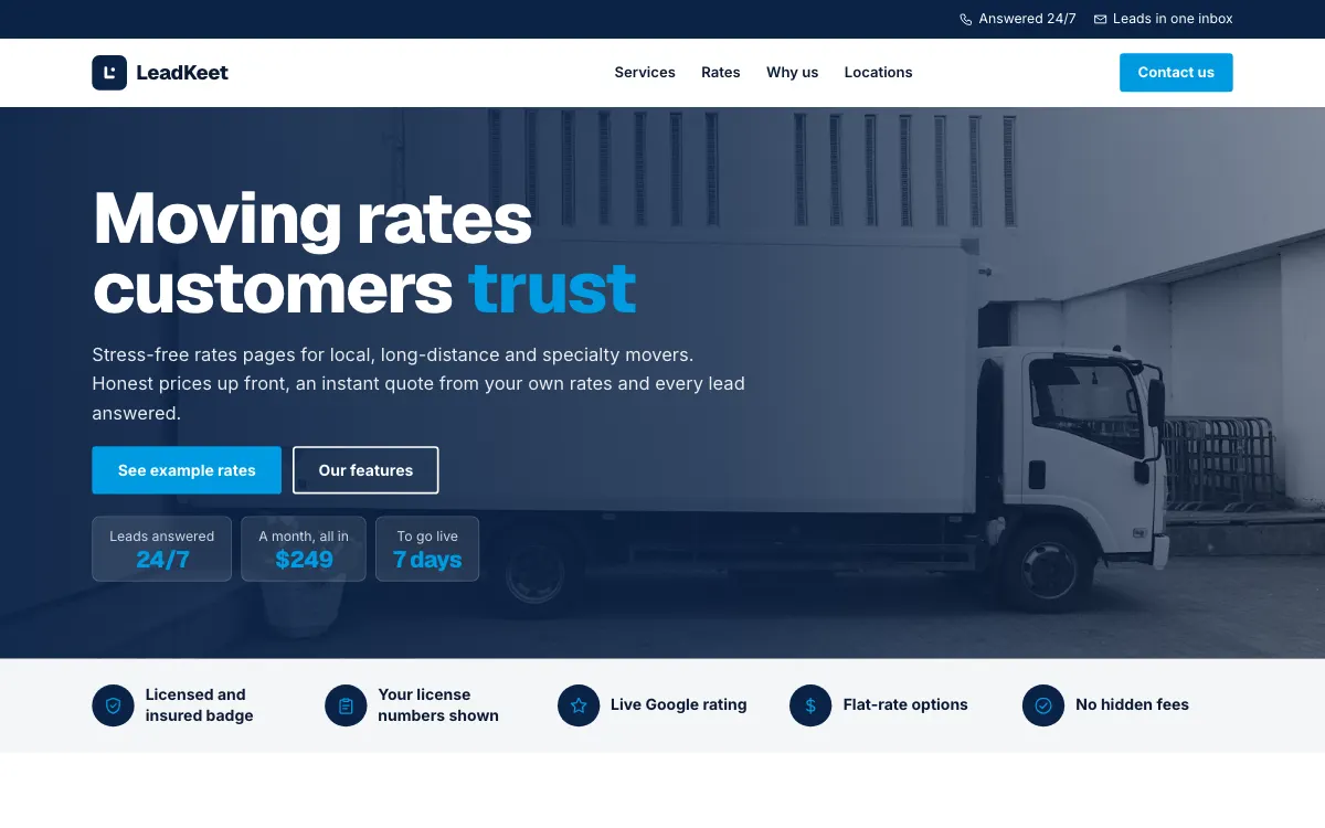 The Harborview moving company website template (opens in a new tab)