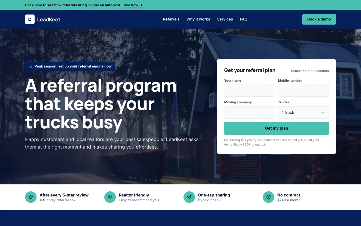 The Keystone moving company website template (opens in a new tab)