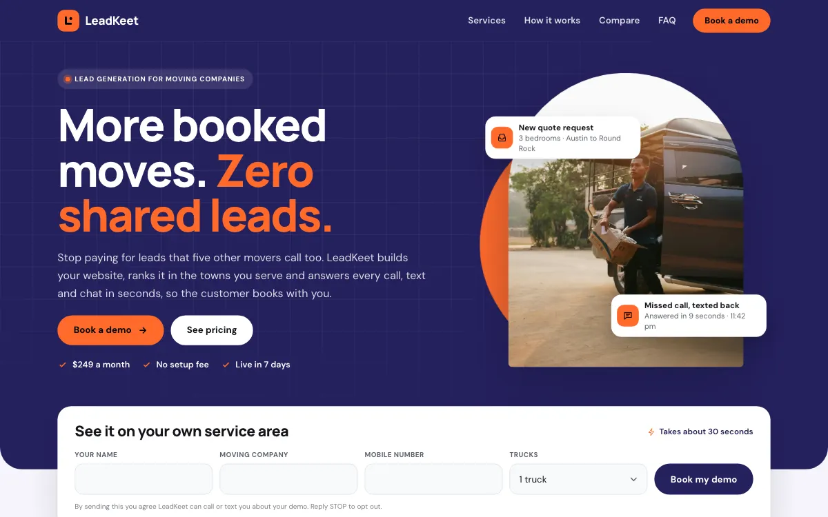 The Liftoff moving company website template