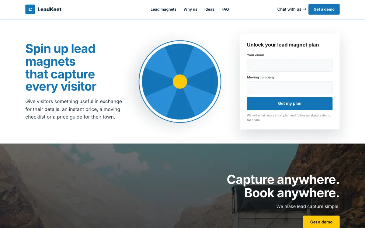 The Meridian moving company website template (opens in a new tab)