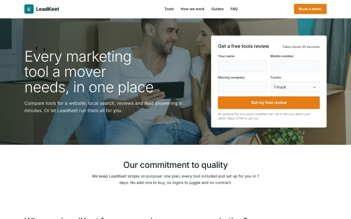 The Movewise moving company website template (opens in a new tab)